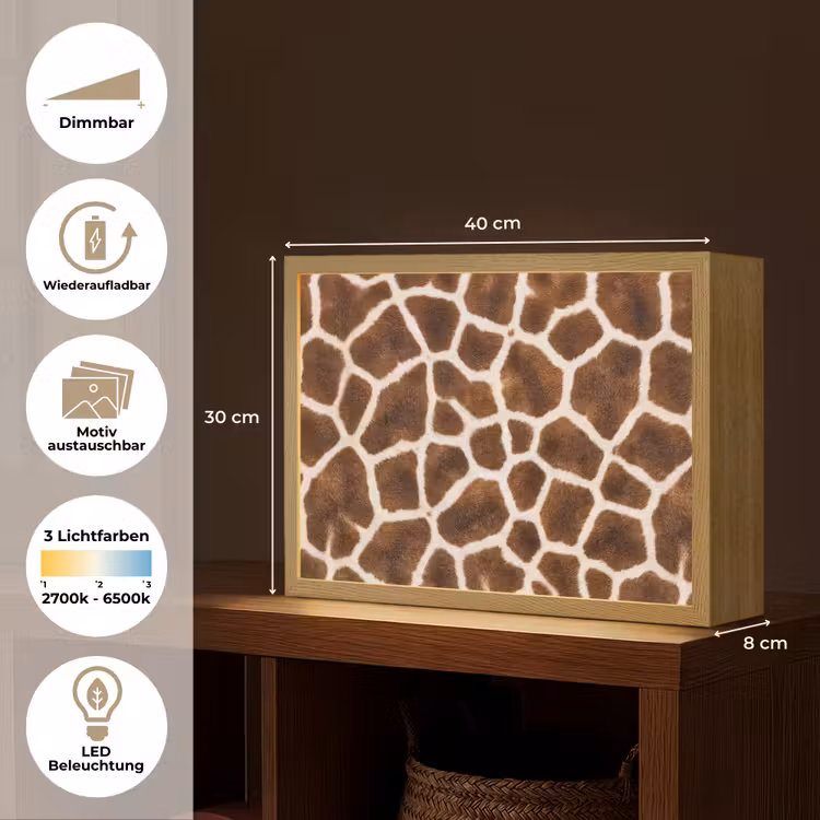 Giraf - Vacht - Klassiek - Bruin Light Box met batterij (Wandlamp) middel -USP_websiteoverzichtDE
