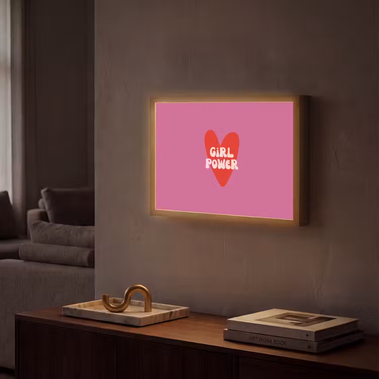 Girl power - Hart - Roze - Rood Light Box met batterij (Wandlamp) middel -sfeer1