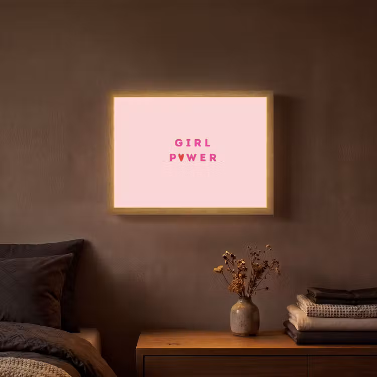 Girl power - Roze - Hartje Light Box met batterij (Wandlamp) middel -sfeer4