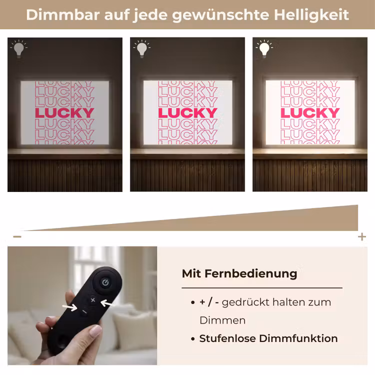 Lucky - Roze - Patroon Light Box met batterij (Wandlamp) middel -USP_dimbaarDE