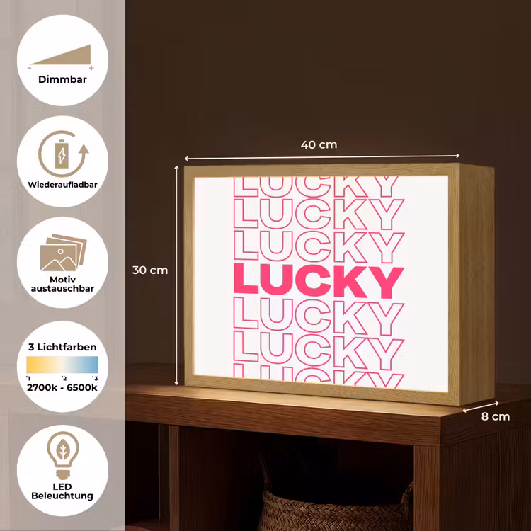Lucky - Roze - Patroon Light Box met batterij (Wandlamp) middel -USP_websiteoverzichtDE
