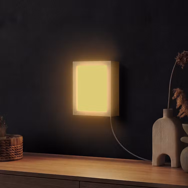 Golden - Ochre - Geel Light Box met kabel (Wandlamp) klein 929 -sfeer1