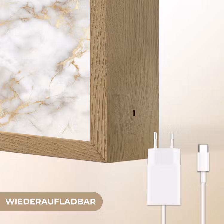 Gouden aders - Marmer - Wit Light Box met batterij (Wandlamp) middel 907 -USP_websiteoplaadbaarDE