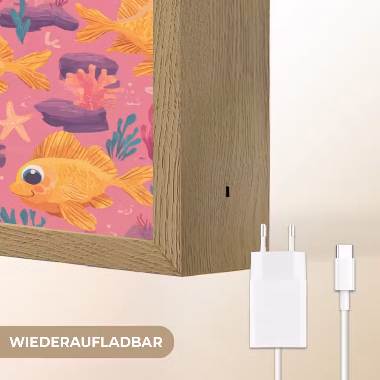 Goudvissen - Koraal - Kleurrijk Light Box met batterij (Wandlamp) middel 907 -USP_websiteoplaadbaarDE