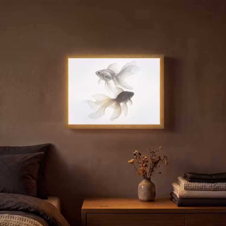 Goudvissen - Modern - Wit Light Box met batterij (Wandlamp) middel -sfeer4