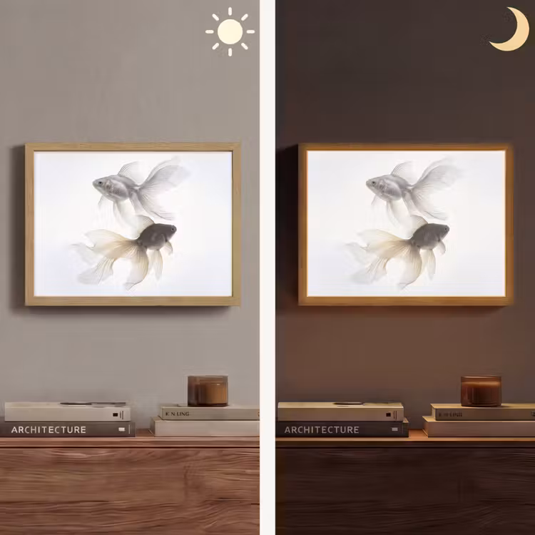 Goudvissen - Modern - Wit Light Box met batterij (Wandlamp) middel -sfeer3