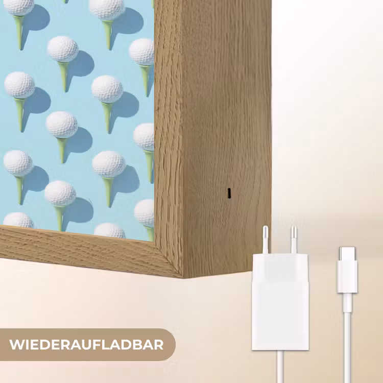 Golf - Ballen - Blauw Light Box met batterij (Wandlamp) middel 907 -USP_websiteoplaadbaarDE