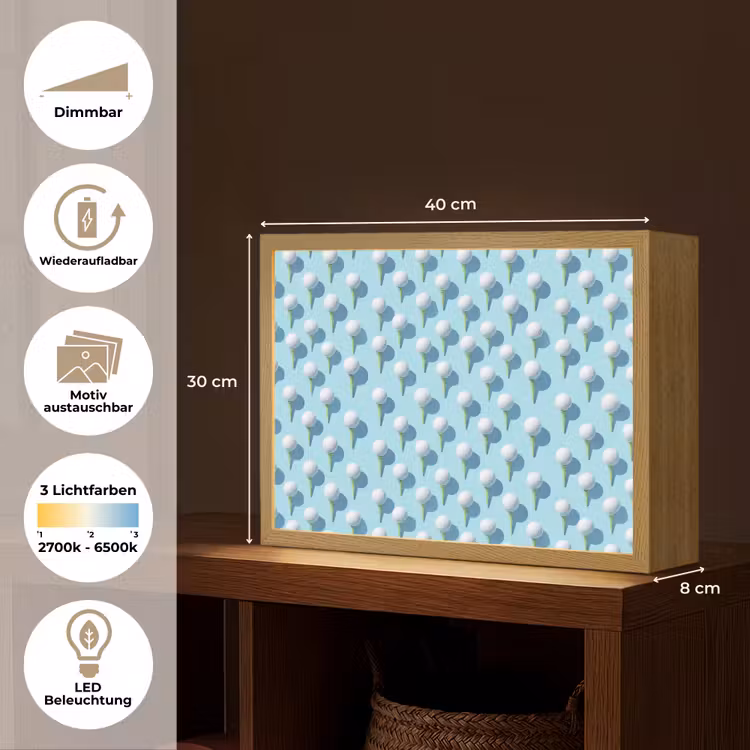 Golf - Ballen - Blauw Light Box met batterij (Wandlamp) middel 907 -USP_websiteoverzichtDE