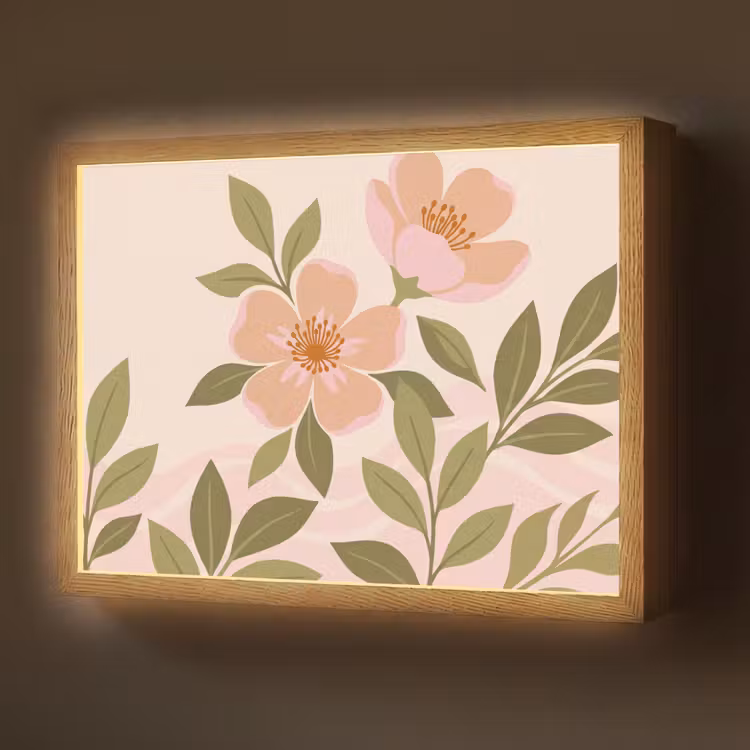 Grafisch - Bloemen - Roze Light Box met batterij (Wandlamp) middel -z3d_website