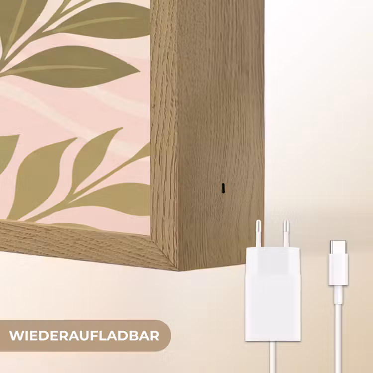 Grafisch - Bloemen - Roze Light Box met batterij (Wandlamp) middel -USP_websiteoplaadbaarDE