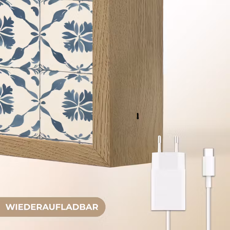 Grafisch - Tegel - Blauw Light Box met batterij (Wandlamp) middel 907 -USP_websiteoplaadbaarDE
