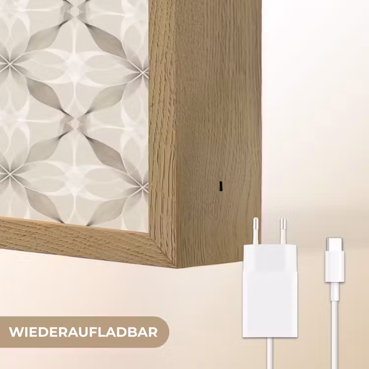 Grafisch - Patroon - Grijs Light Box met batterij (Wandlamp) middel 907 -USP_websiteoplaadbaarDE