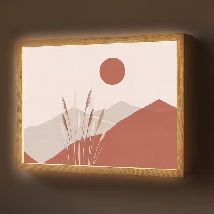 Gras - Landschap - Natuur - Abstract - Beige Light Box met batterij (Wandlamp) middel -z3d_website