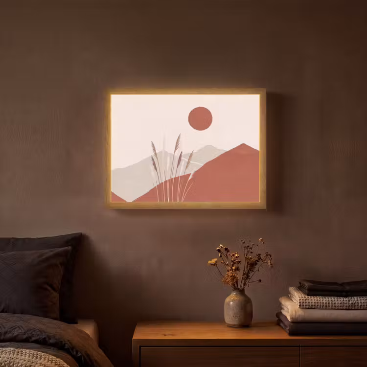 Gras - Landschap - Natuur - Abstract - Beige Light Box met batterij (Wandlamp) middel -sfeer4