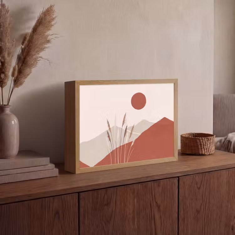Gras - Landschap - Natuur - Abstract - Beige Light Box met batterij (Wandlamp) middel -sfeer2