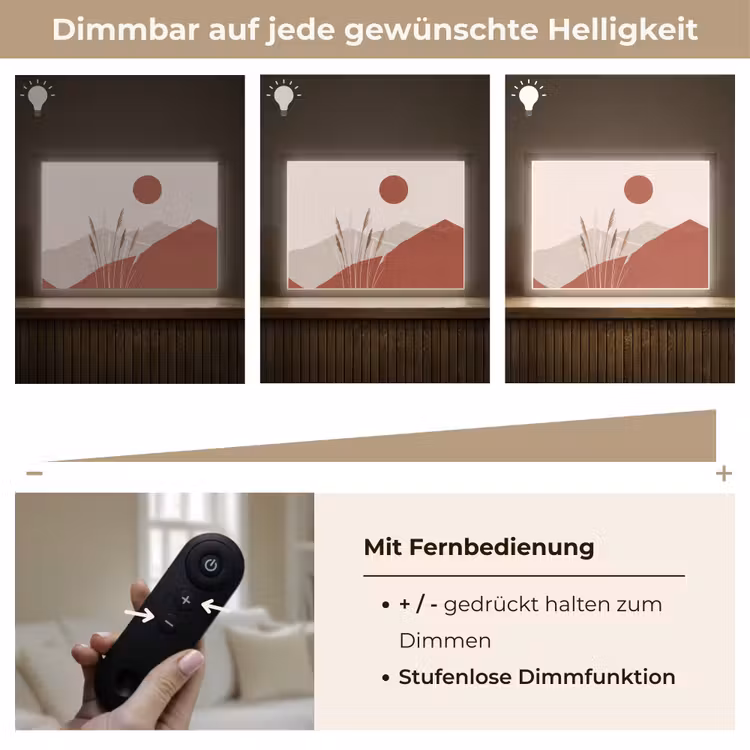 Gras - Landschap - Natuur - Abstract - Beige Light Box met batterij (Wandlamp) middel -USP_dimbaarDE