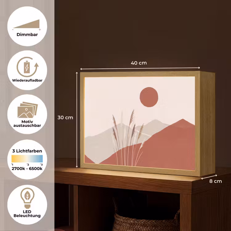 Gras - Landschap - Natuur - Abstract - Beige Light Box met batterij (Wandlamp) middel -USP_websiteoverzichtDE