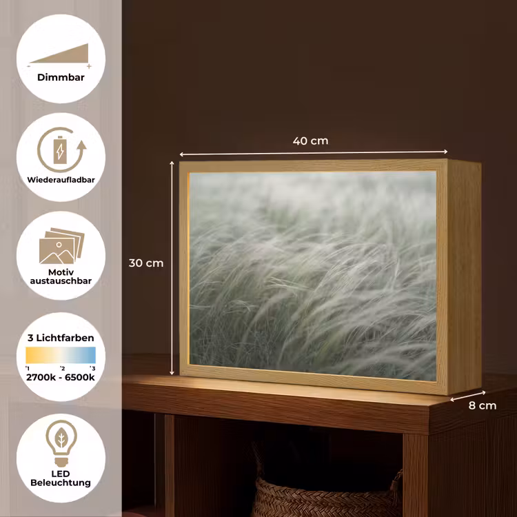 Gras - Wazig - Natuur - Groen - Zacht Light Box met batterij (Wandlamp) middel -USP_websiteoverzichtDE