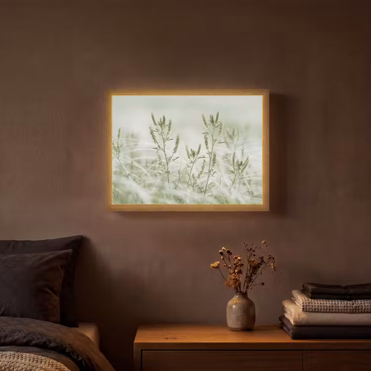 Grassen - Minimalistisch - Groen Light Box met batterij (Wandlamp) middel -sfeer4