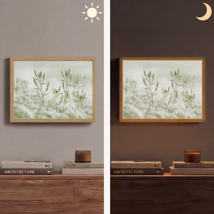 Grassen - Minimalistisch - Groen Light Box met batterij (Wandlamp) middel -sfeer3