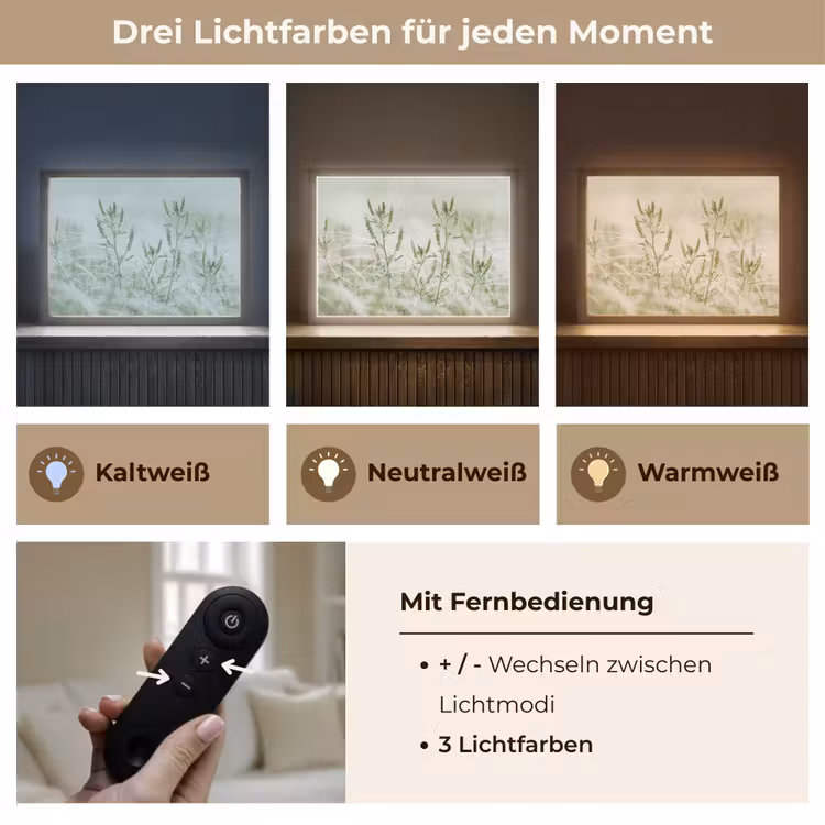 Grassen - Minimalistisch - Groen Light Box met batterij (Wandlamp) middel -USP_lichtkleurDE