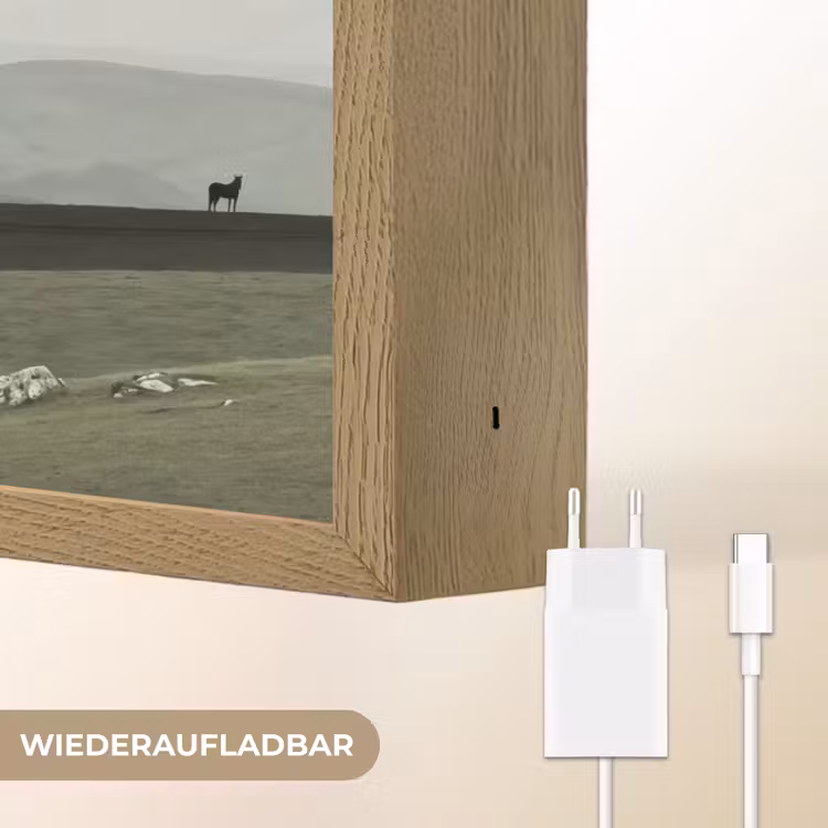 Grijs - Berg - Paarden Light Box met batterij (Wandlamp) middel -USP_websiteoplaadbaarDE