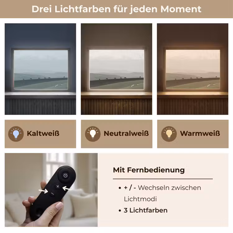 Grijs - Berg - Paarden Light Box met batterij (Wandlamp) middel -USP_lichtkleurDE