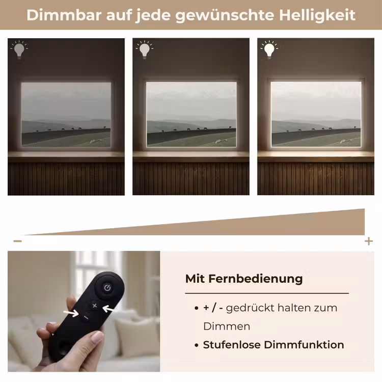 Grijs - Berg - Paarden Light Box met batterij (Wandlamp) middel -USP_dimbaarDE