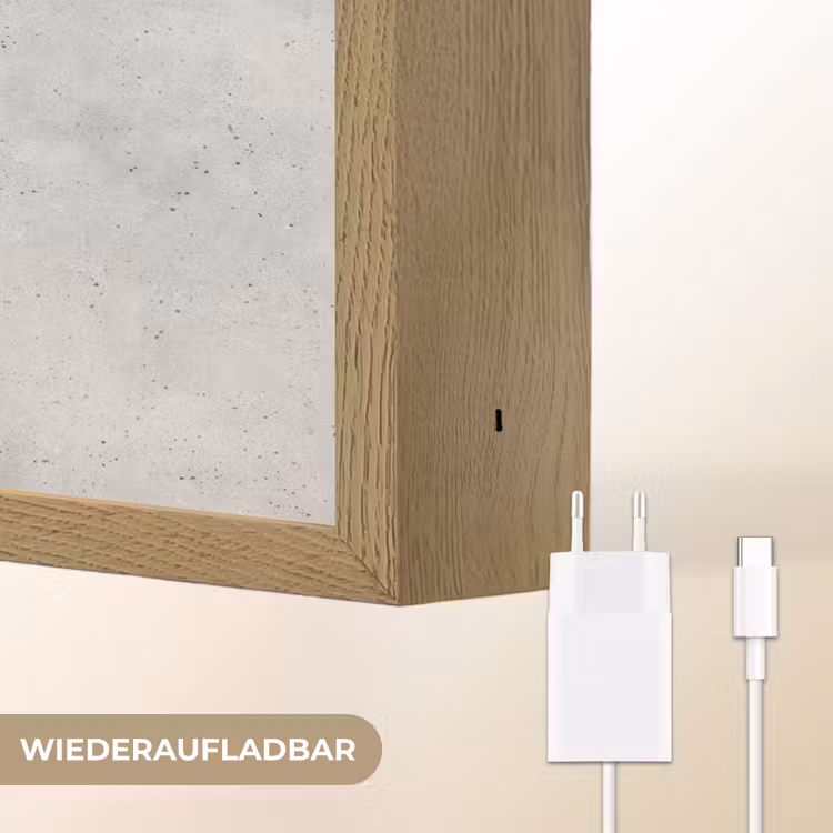 Grijs - Beton - Neutraal Light Box met batterij (Wandlamp) middel 907 -USP_websiteoplaadbaarDE