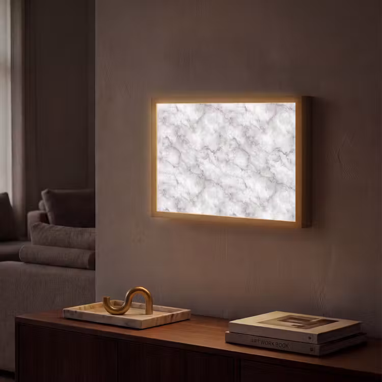 Grijs - Marmer - Klassiek - Aders Light Box met batterij (Wandlamp) middel 907 -sfeer1