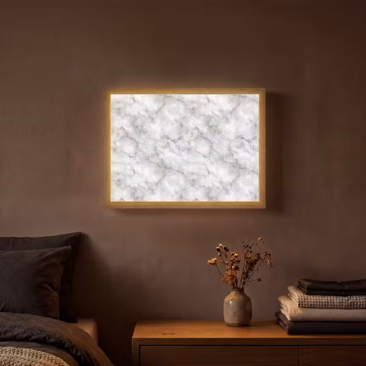 Grijs - Marmer - Klassiek - Aders Light Box met batterij (Wandlamp) middel 907 -sfeer4