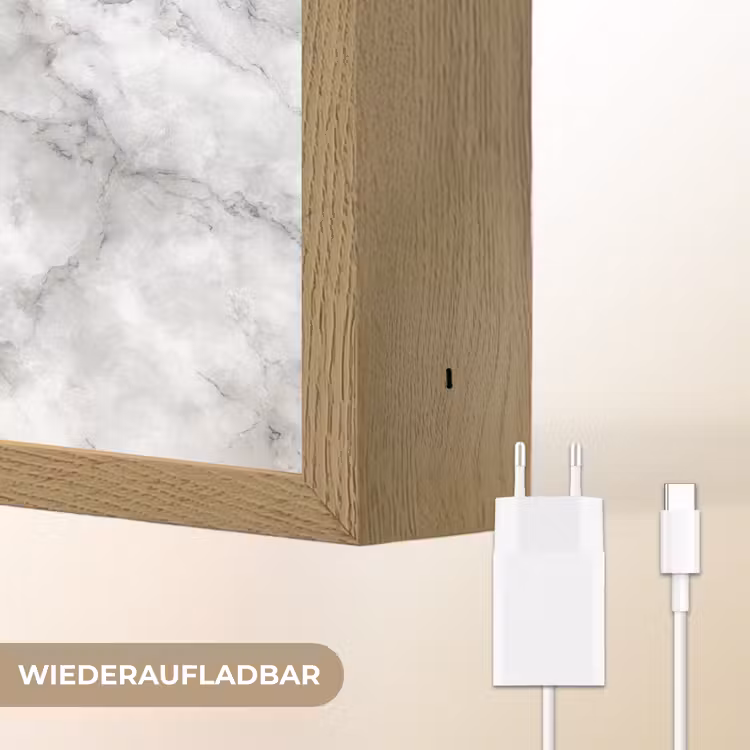Grijs - Marmer - Klassiek - Aders Light Box met batterij (Wandlamp) middel 907 -USP_websiteoplaadbaarDE
