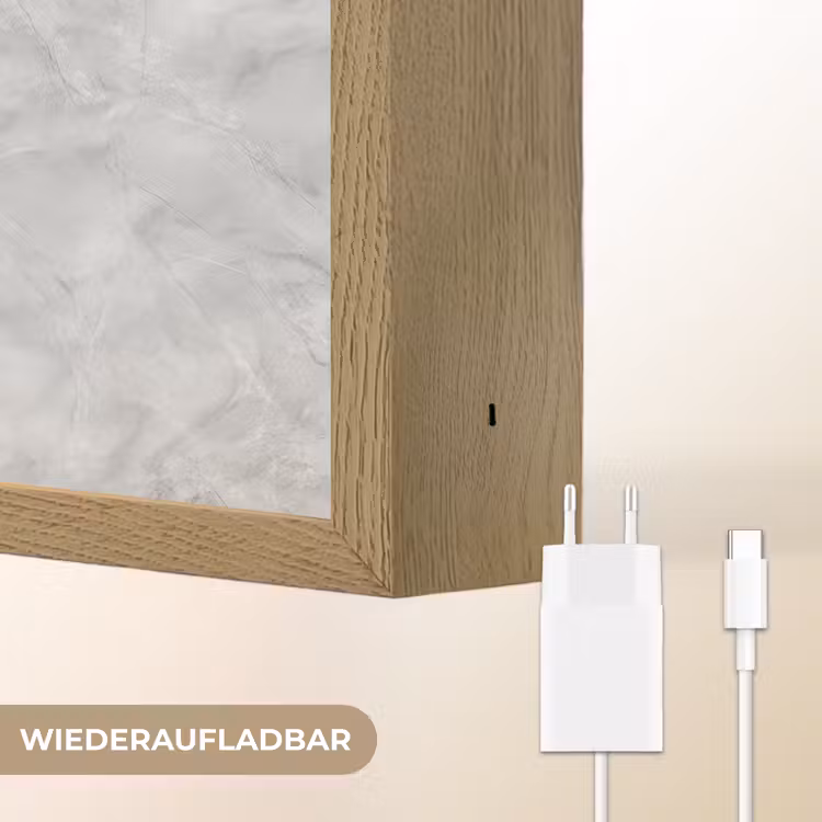 Grijs - Marmer - Mat Light Box met batterij (Wandlamp) middel 907 -USP_websiteoplaadbaarDE