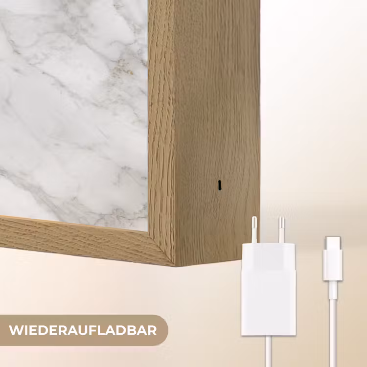 Grijs - Wit - Marmer Light Box met batterij (Wandlamp) middel 907 -USP_websiteoplaadbaarDE