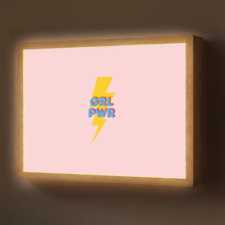 Grl pwr - Bliksem - Roze Light Box met batterij (Wandlamp) middel -z3d_website