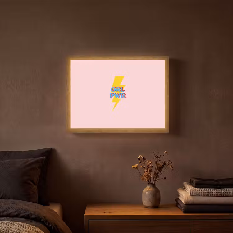 Grl pwr - Bliksem - Roze Light Box met batterij (Wandlamp) middel -sfeer4