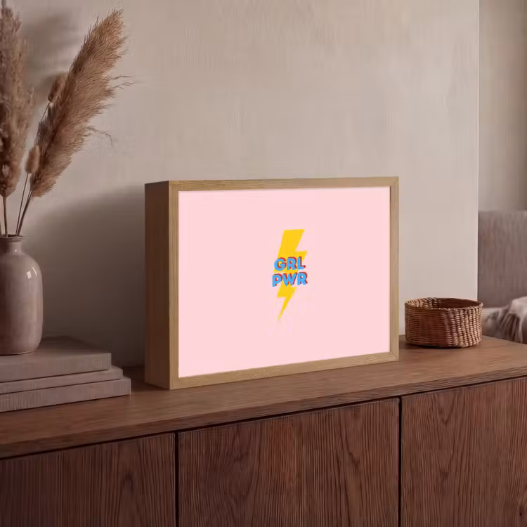 Grl pwr - Bliksem - Roze Light Box met batterij (Wandlamp) middel -sfeer2