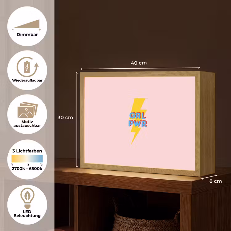 Grl pwr - Bliksem - Roze Light Box met batterij (Wandlamp) middel -USP_websiteoverzichtDE