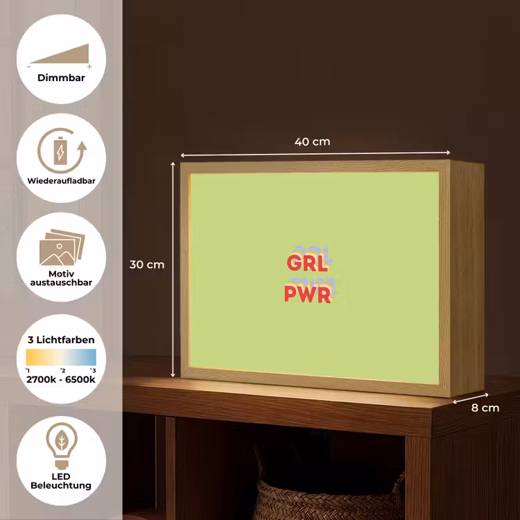 Grl pwr - Groen - Rood - 3D Light Box met batterij (Wandlamp) middel -USP_websiteoverzichtDE