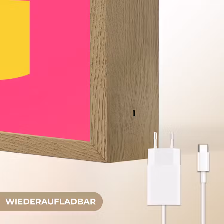 Dream big - Roze - Geel - Minimalistisch Light Box met batterij (Wandlamp) middel -USP_websiteoplaadbaarDE