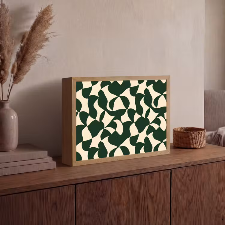 Groen - Organische vlakken - Crème Light Box met batterij (Wandlamp) middel 907 -sfeer2