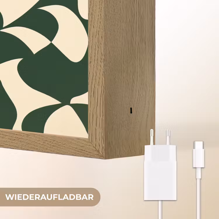 Groen - Organische vlakken - Crème Light Box met batterij (Wandlamp) middel 907 -USP_websiteoplaadbaarDE