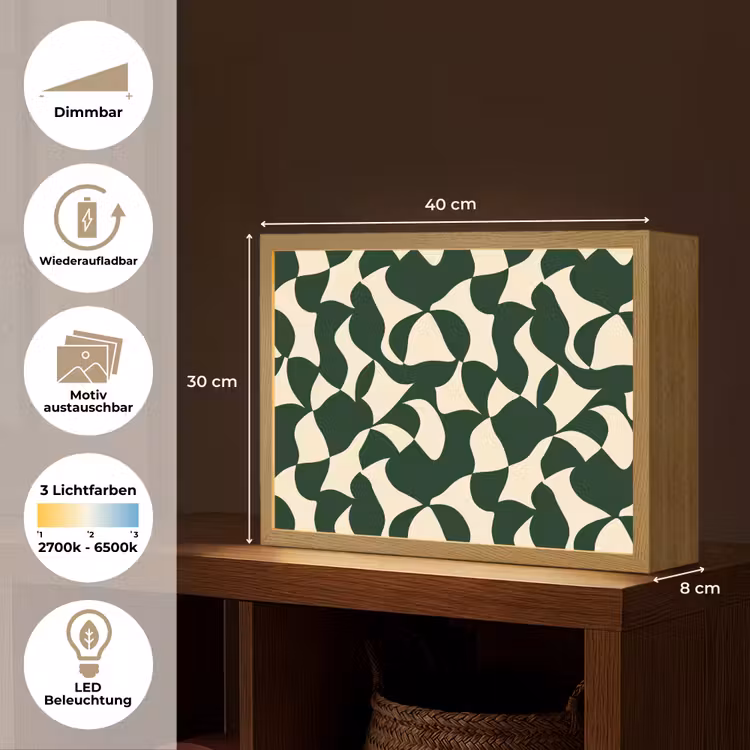 Groen - Organische vlakken - Crème Light Box met batterij (Wandlamp) middel 907 -USP_websiteoverzichtDE