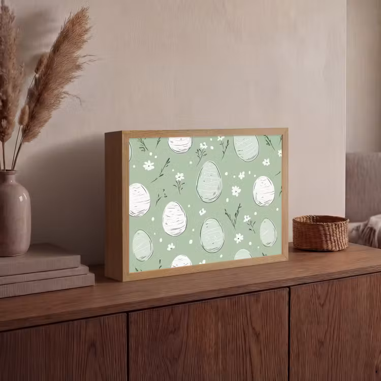 Groen - Eieren - Patroon Light Box met batterij (Wandlamp) middel -sfeer2