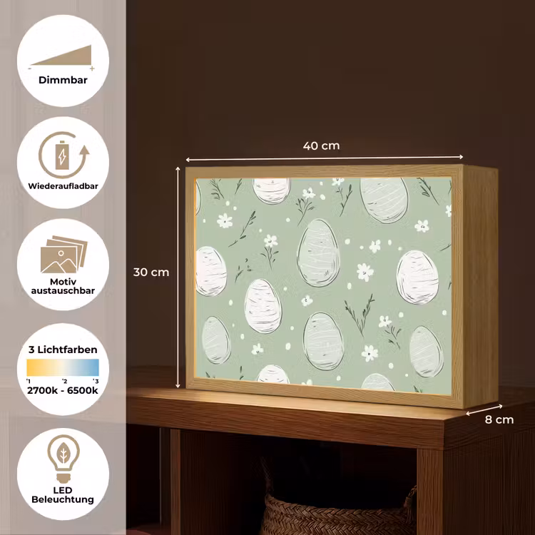 Groen - Eieren - Patroon Light Box met batterij (Wandlamp) middel -USP_websiteoverzichtDE