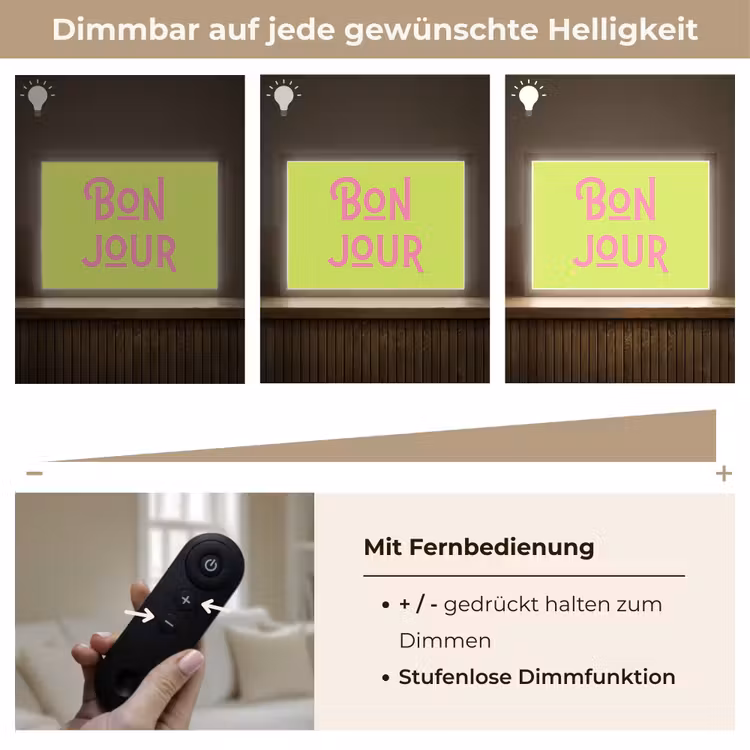 Groen - Roze bonjour - art-deco Light Box met batterij (Wandlamp) middel -USP_dimbaarDE