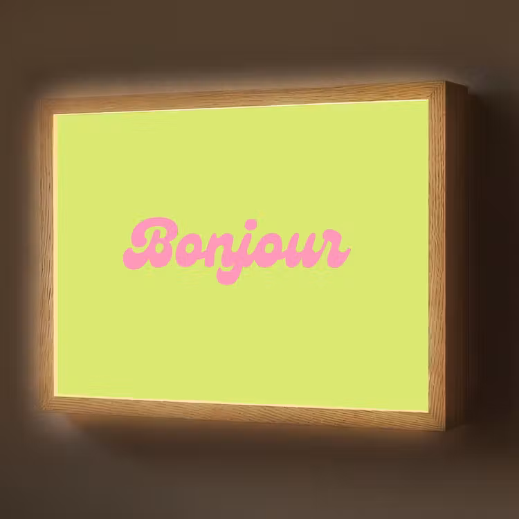Groen - Roze bonjour - Retro Light Box met batterij (Wandlamp) middel -z3d_website