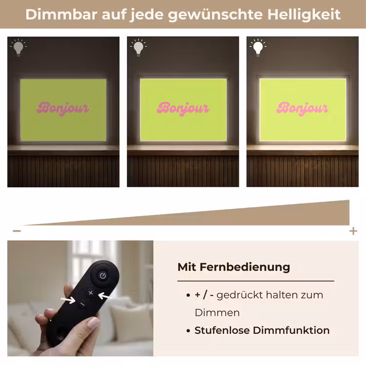 Groen - Roze bonjour - Retro Light Box met batterij (Wandlamp) middel -USP_dimbaarDE