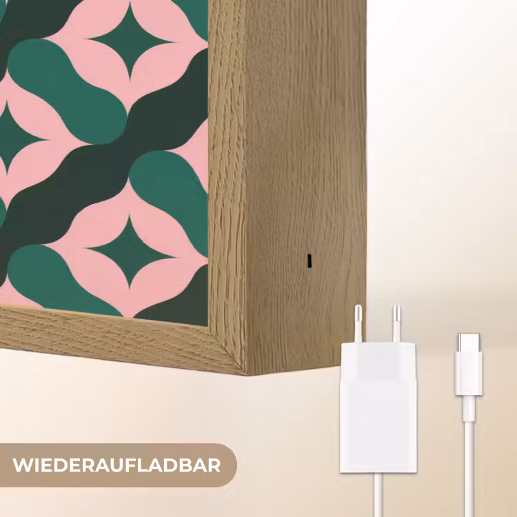 Groen - Roze - Retro - Sterren Light Box met batterij (Wandlamp) middel 907 -USP_websiteoplaadbaarDE