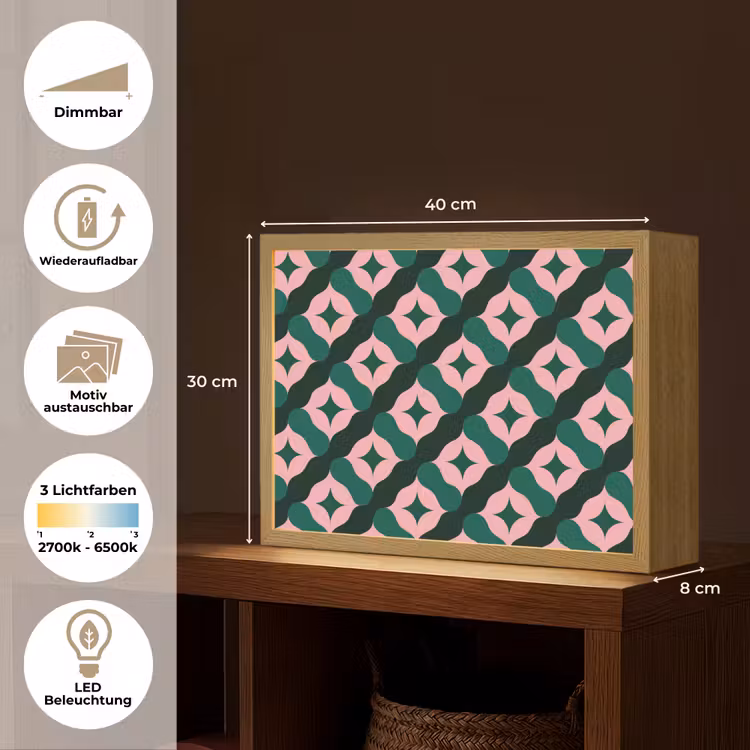 Groen - Roze - Retro - Sterren Light Box met batterij (Wandlamp) middel 907 -USP_websiteoverzichtDE